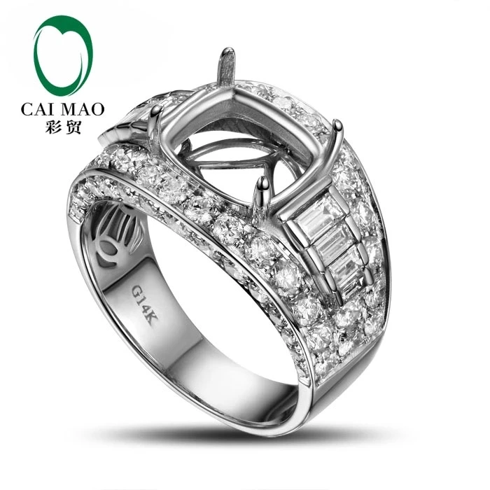CaiMao Подушка Semi Mount кольцо настройки и 2.3ct АЛМАЗ 14 k белое золото обручальное кольцо с драгоценными камнями ювелирные изделия
