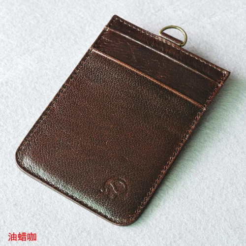 coffee(49cm lanyard) Кошельки ONLVAN Neck, натуральная воловья кожа, держатели для карт, коричневый цвет, папки для ID карт, принимаются на заказ, чехлы для кредитных карт - Цвет: coffee(49cm lanyard)