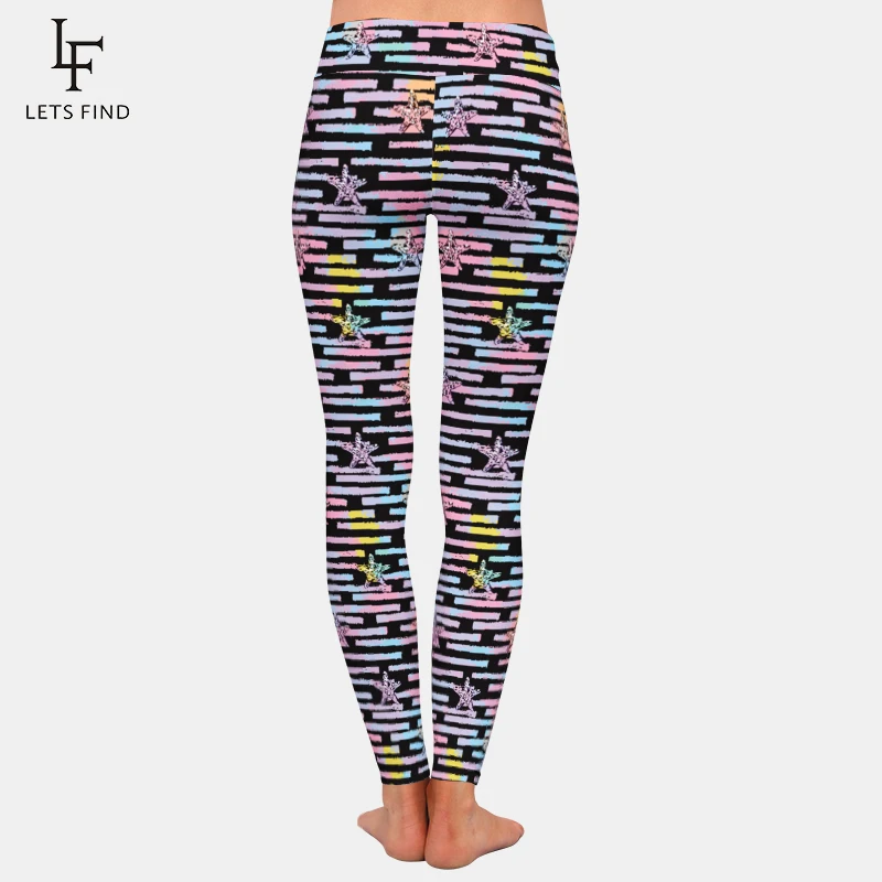 LETSFIND High Waist Leggings Fashion Women Pentagram Printing High Quaility Fitness Leggings Polyester Ankle-Length Pants