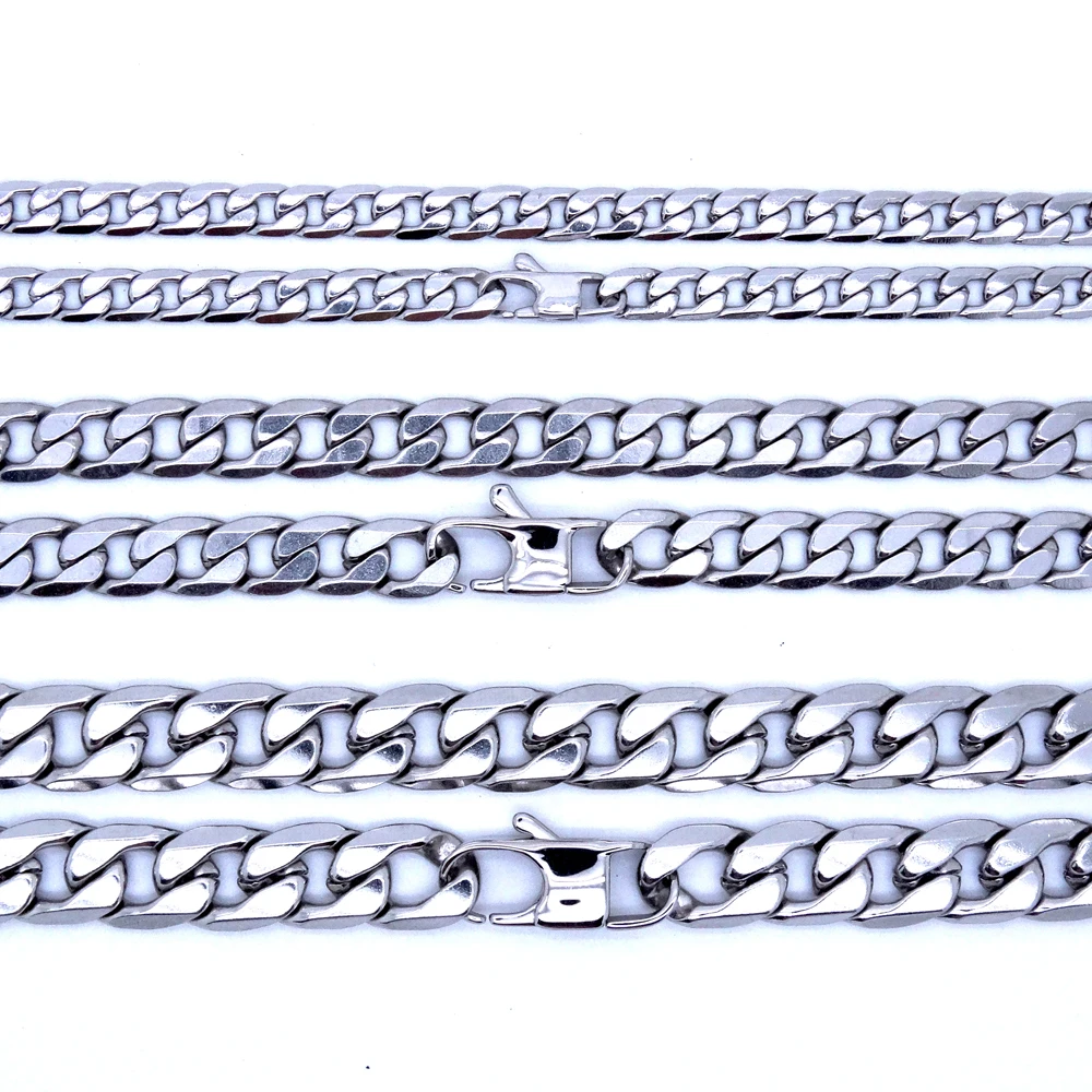 Мужская цепочка из нержавеющей стали кубинская длина по индивидуальному заказу 8