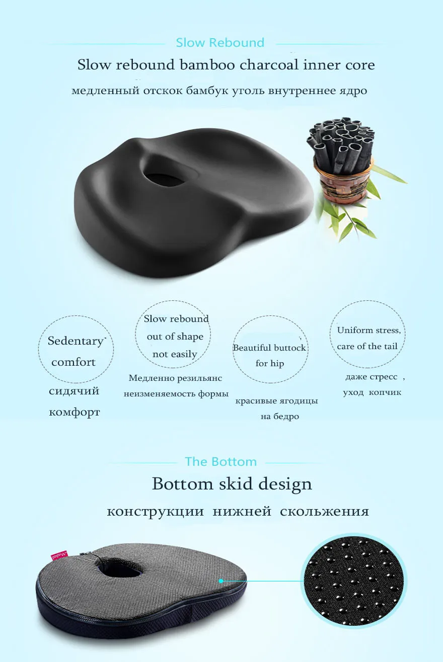 PPW 44*34 см* 7,5 см Smart Coccyx Ортопедическая подушка для сиденья из пены с эффектом памяти для стула автомобиля, офиса, дома, нижние сиденья, Массажная подушка