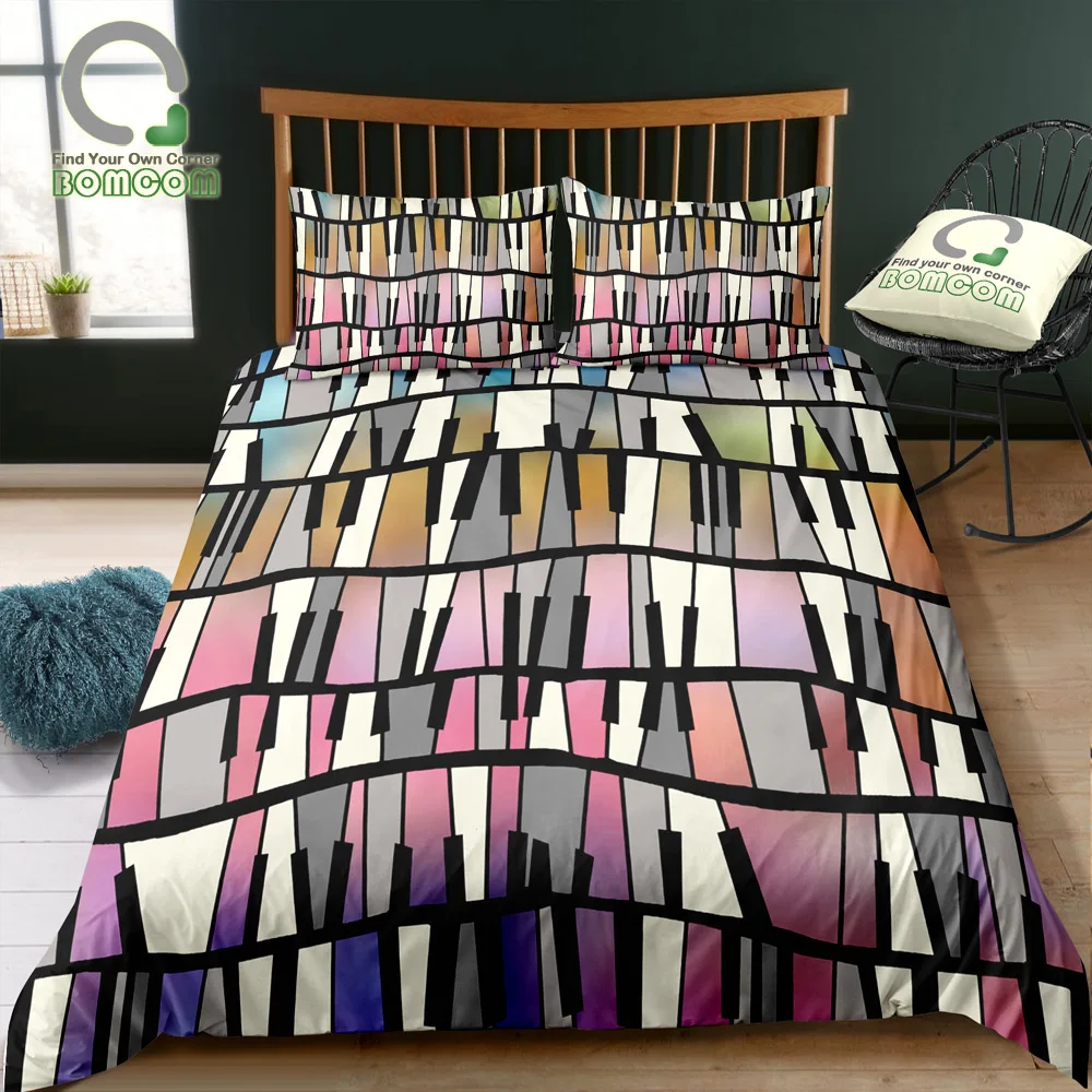 BOMCOM 3D набор постельного белья с цифровой печатью красочная твист пианино