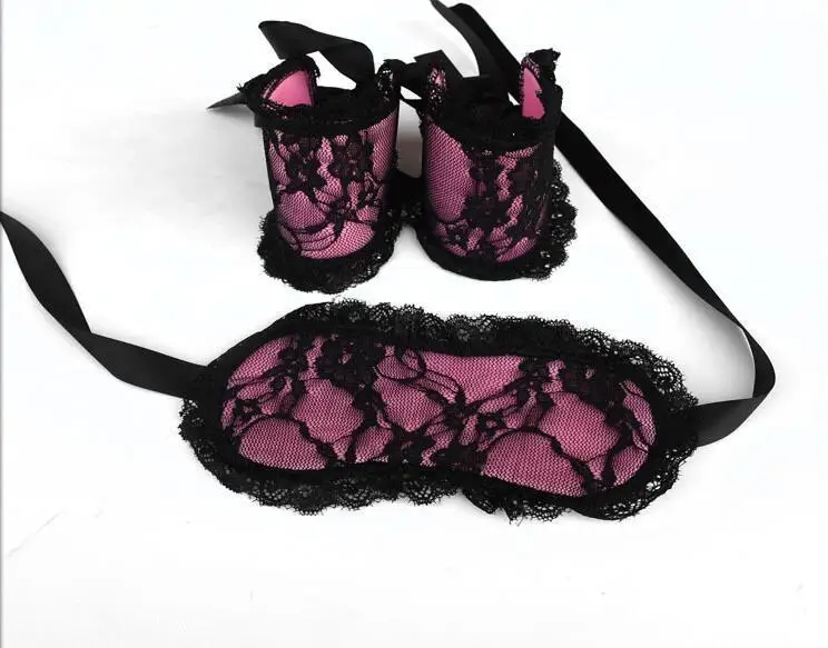 Секс игрушки Альтернативная кружевная маска на глаза комплект наручников