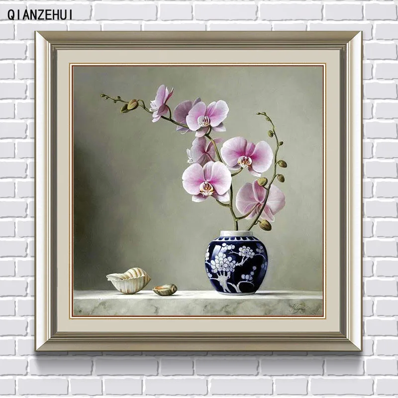 DIY Алмазная вышивка набор для рисования с круглыми камнями и полотном ваза