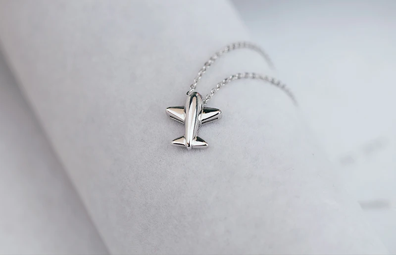 Женское колье из серебра 100% пробы с подвеской в виде самолета|Ожерелья| |