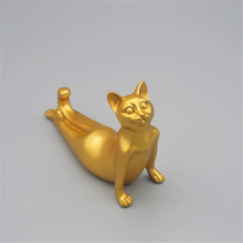 17X11.5CM Винтажная статуя кота для йоги, медитация, фигурка современного животного, украшения для дома, подарки для лучших друзей, изделия из смолы, искусство и ремесло L3154 - Цвет: 17X11.5CM