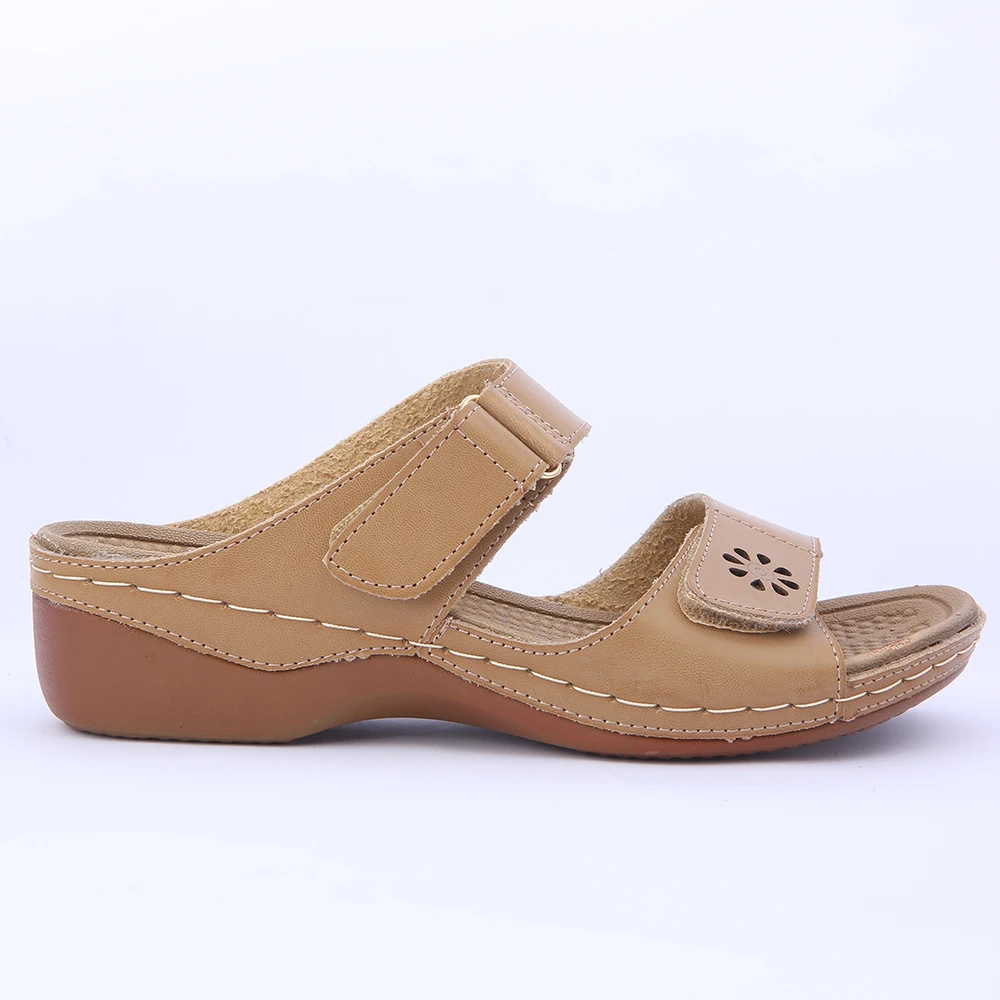 Women Slippers Platform Casual Rome Sewing Square Heels Leisure Summer Hook&amploop PU Patent Leather Light-weight Shoes HEYIYI | Обувь