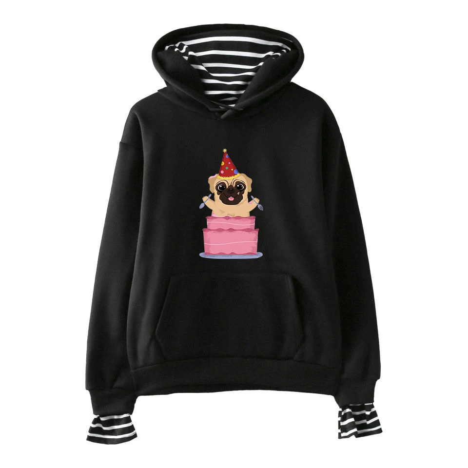 Женская толстовка с капюшоном и принтом Щенячий 2D из двух частей осень 2019 хит