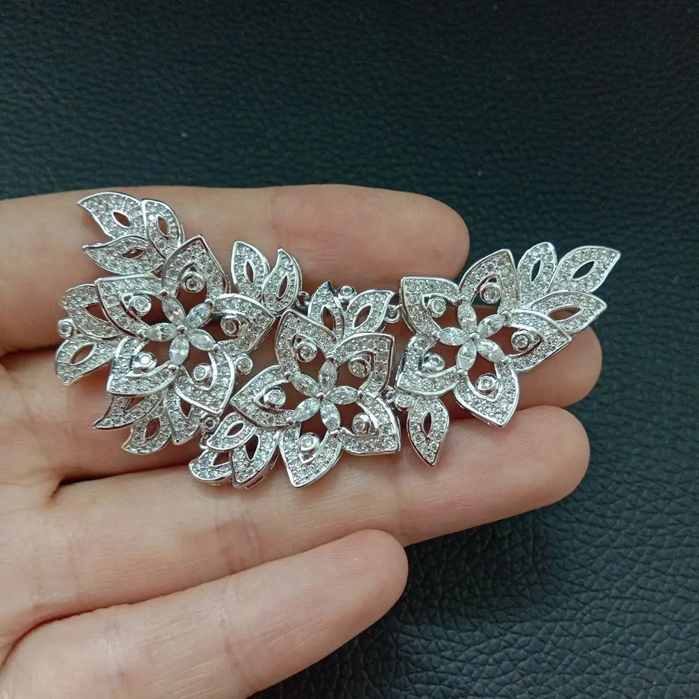silver 1 шт. 28x63 мм позолоченные Cz микро цветы Разъем/кулон DIY ювелирных изделий - Цвет: silver