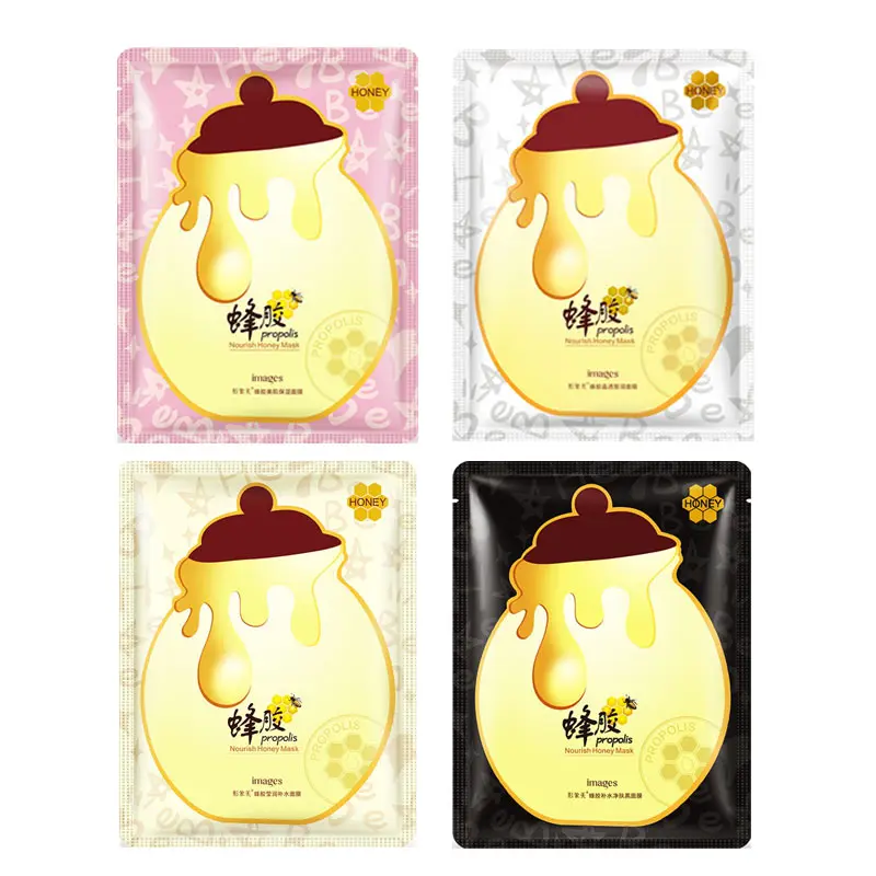 Изображения шелковые протеиновые медовые и фруктовые ледяные маски для лица