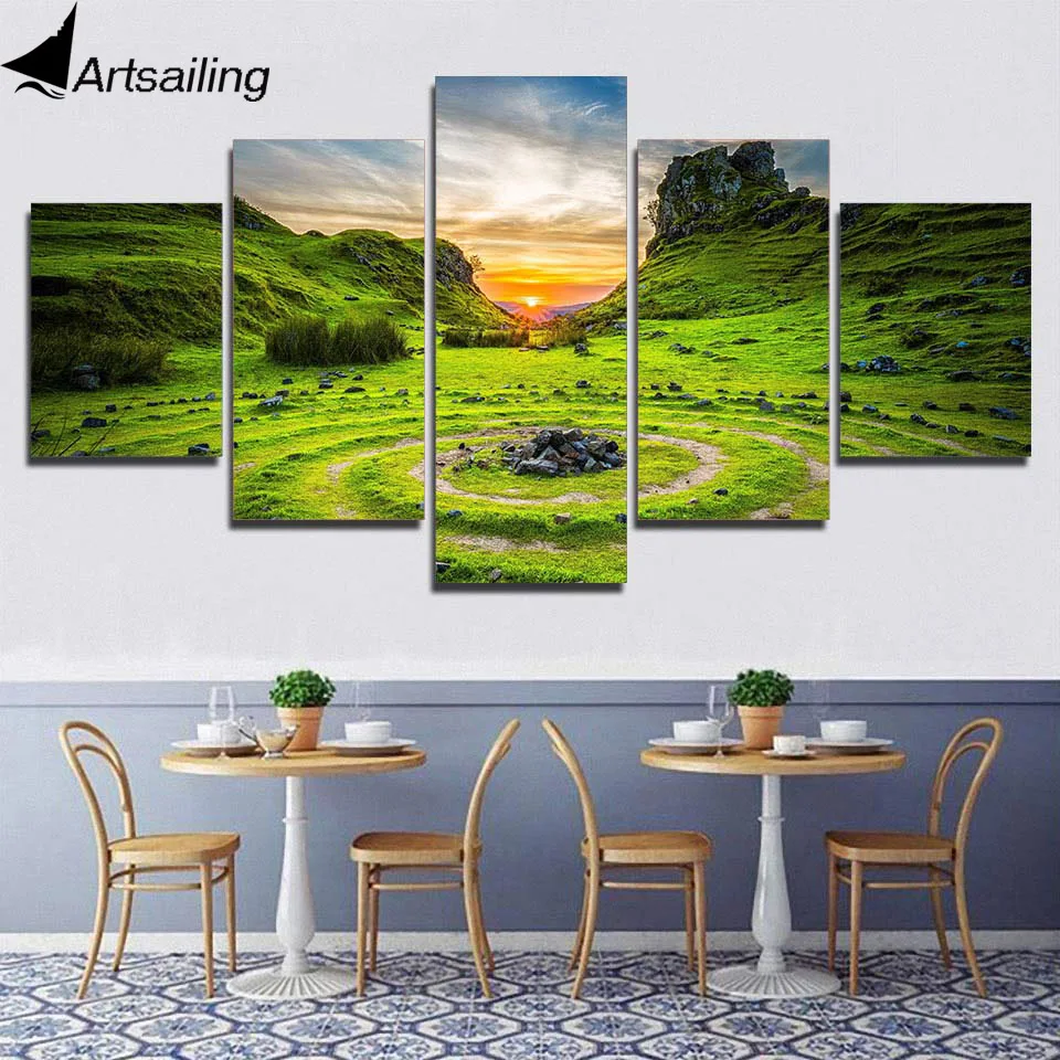 5 панелей Холст Искусство Живопись Скай остров пейзаж HD плакаты и принты холст