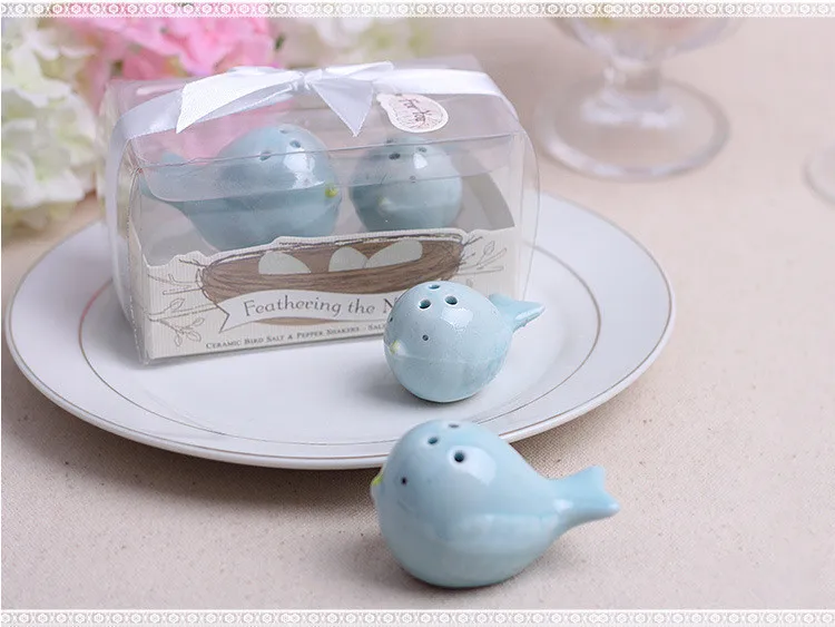 Керамический шейкер для соли и перца с милыми сердечными птицами свадебные