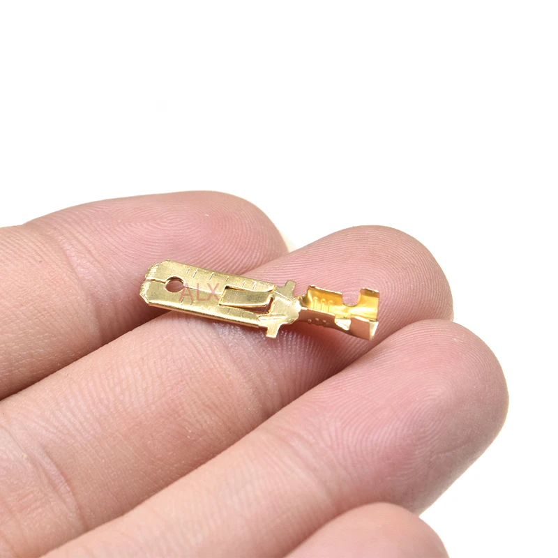 Обжимные клеммы лопатка 6 3 мм Золотистые Латунные/Автомобильные Разъемы для