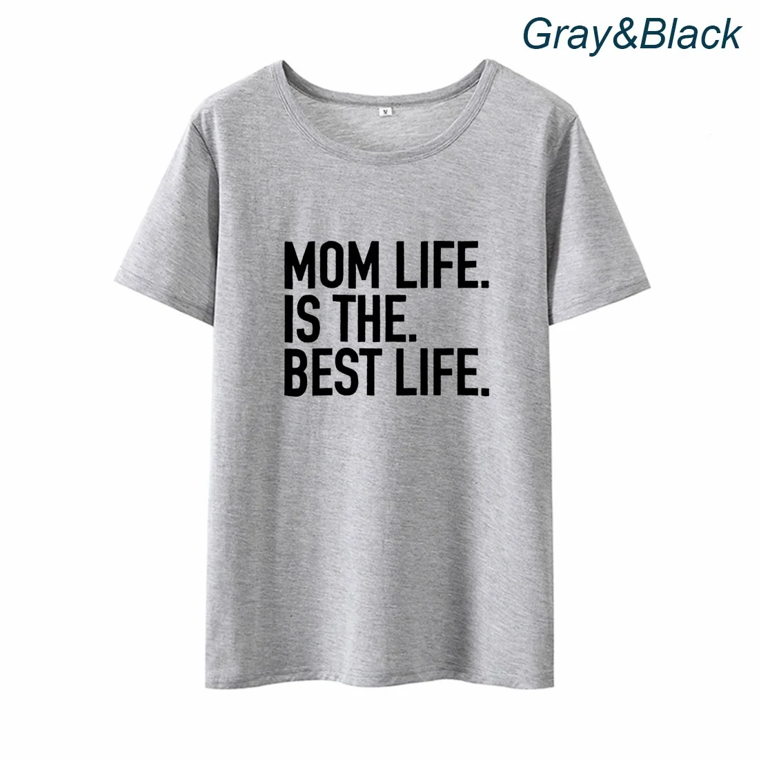 Женская футболка с принтом Mom Life Is The Best черная белая свободная хлопковая Футболка