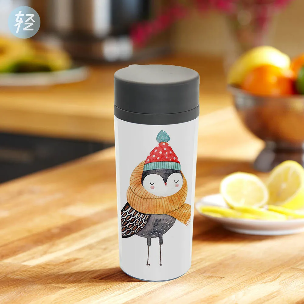 Personalized Watercolor Animal Valentine Gift Drinkware BPA Free Plastic Insulated Cat Dog Love Cute Kids Water Bottle 300ml Art|bpa free|water