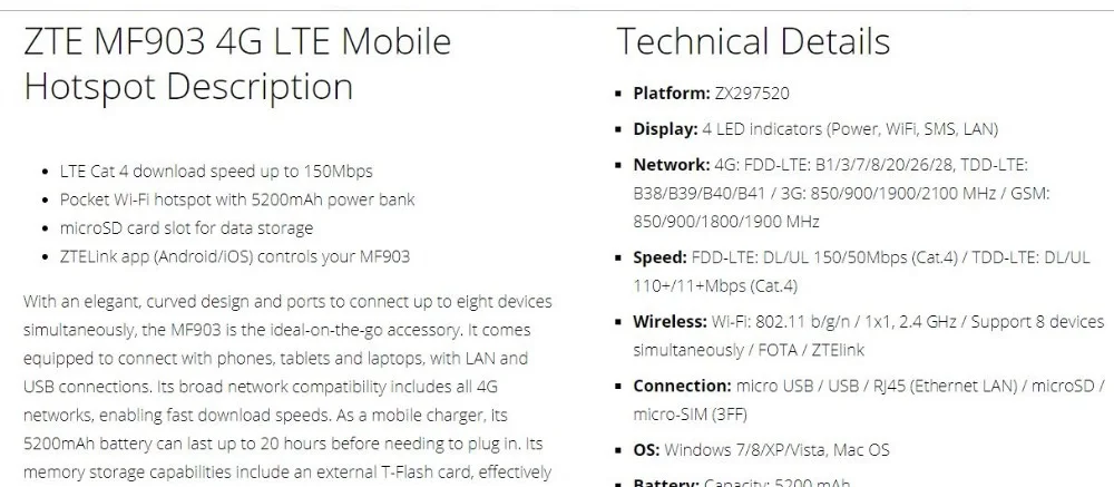 Zte MF903 4 Режим 4G Роутер с 5200 мАч банк питания с портом Lan мобильные беспроводные карманы Wifi точка доступа портативный модем
