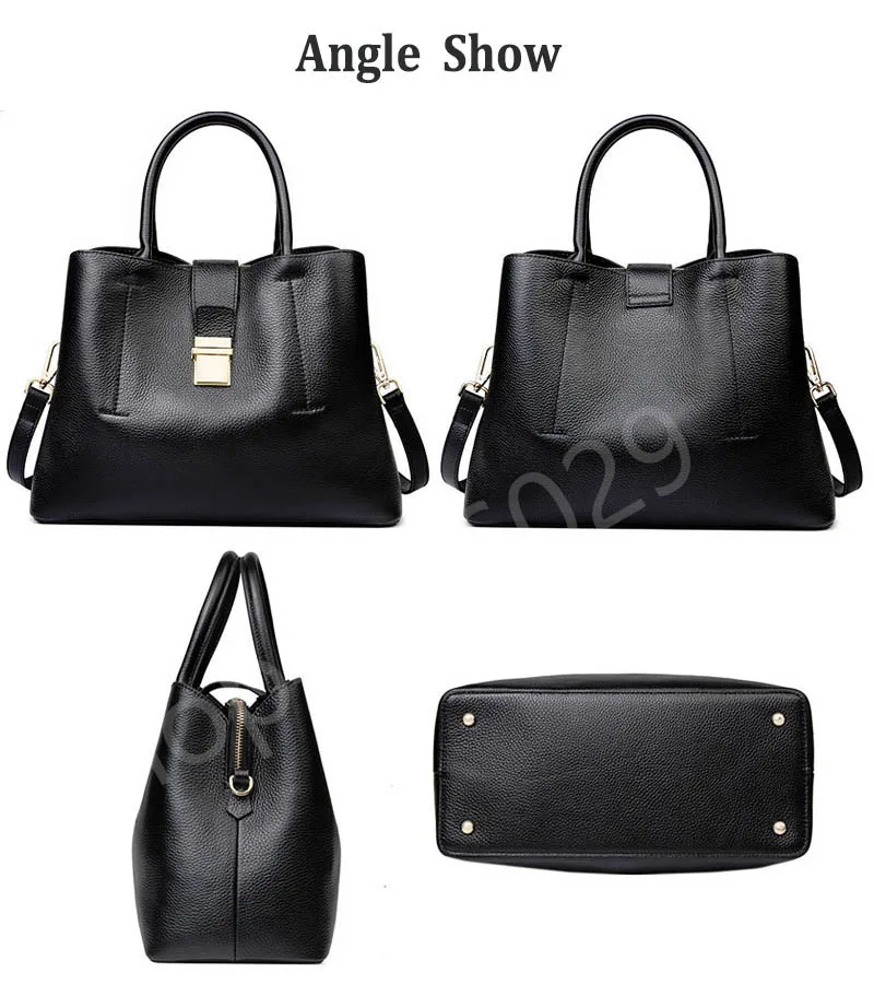 Znakomity Black women handbag genuine leather tote bag shoulder bag women red Fashion simple big casual hand bag woman luxury