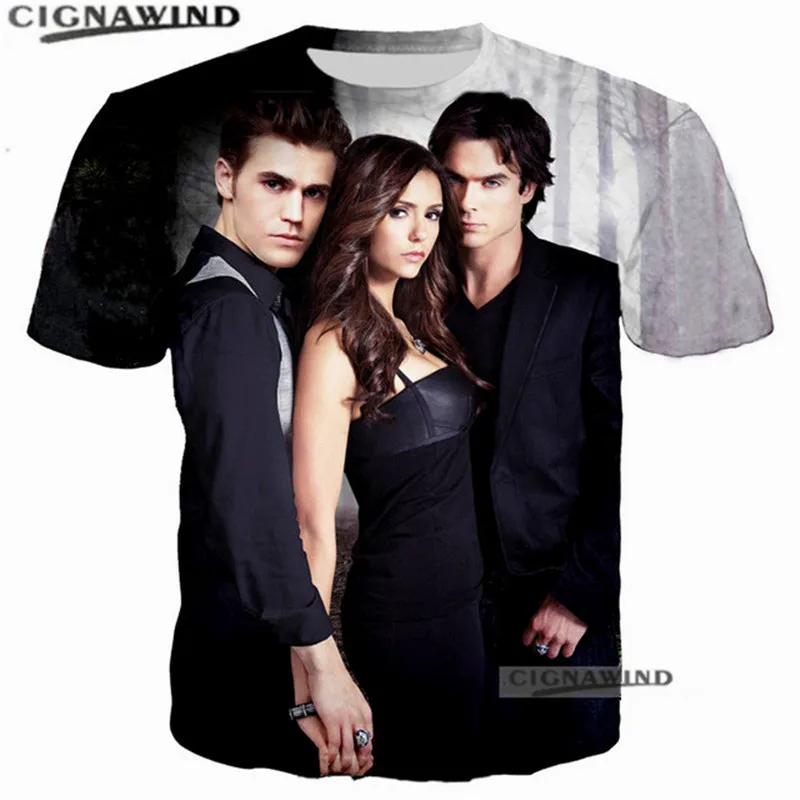 Новые модные футболки с 3D принтом Дневники вампира мужские/женские Забавные в