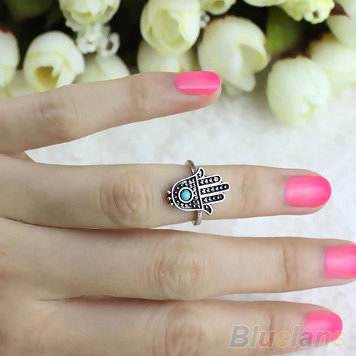 Женское серебряное кольцо Fatima Hamsa со сглаза для защиты|hand of fatima ring|silver womenring silver women