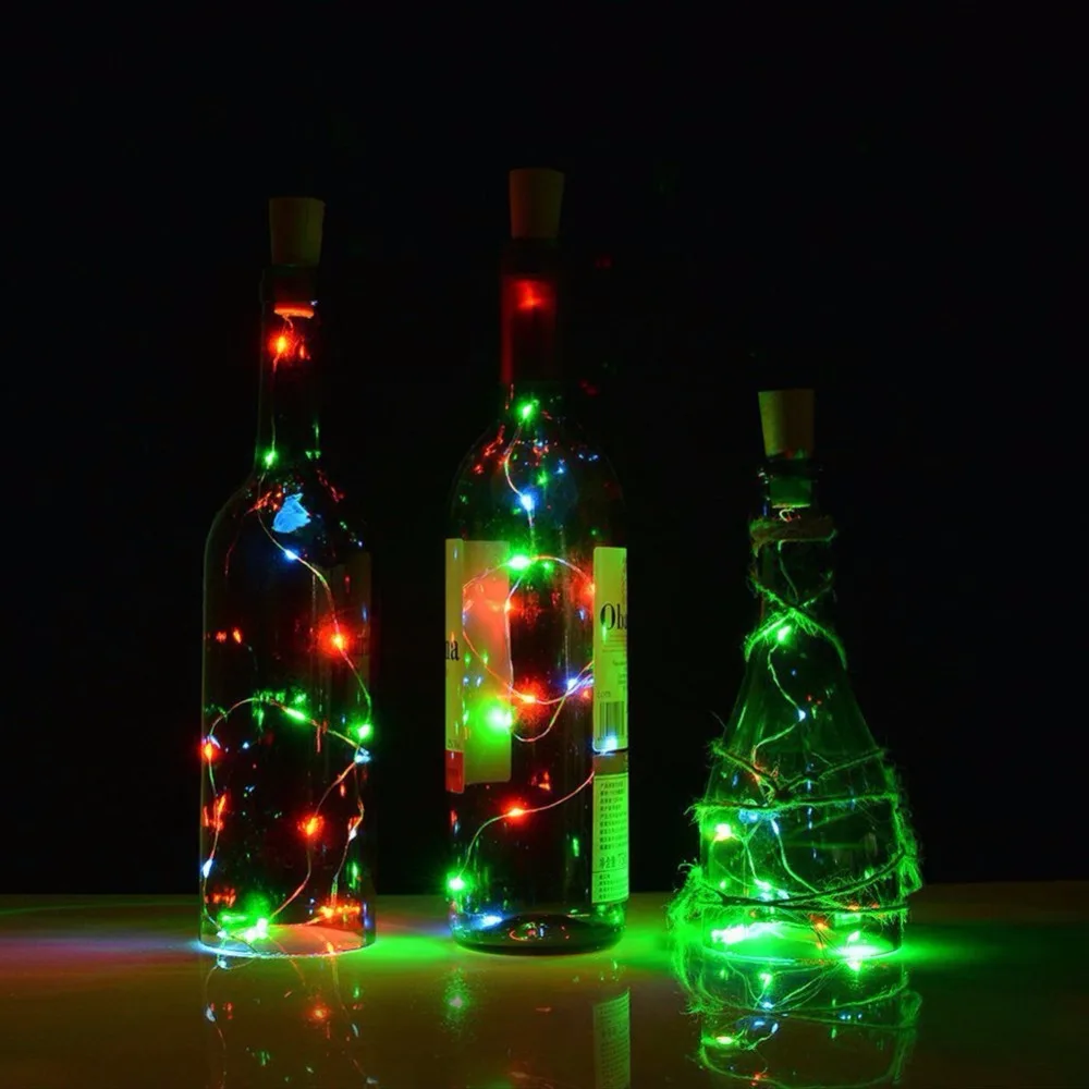 10 шт. 2 м медный провод светодиодные гирлянды освещение для бутылки RGB Белая