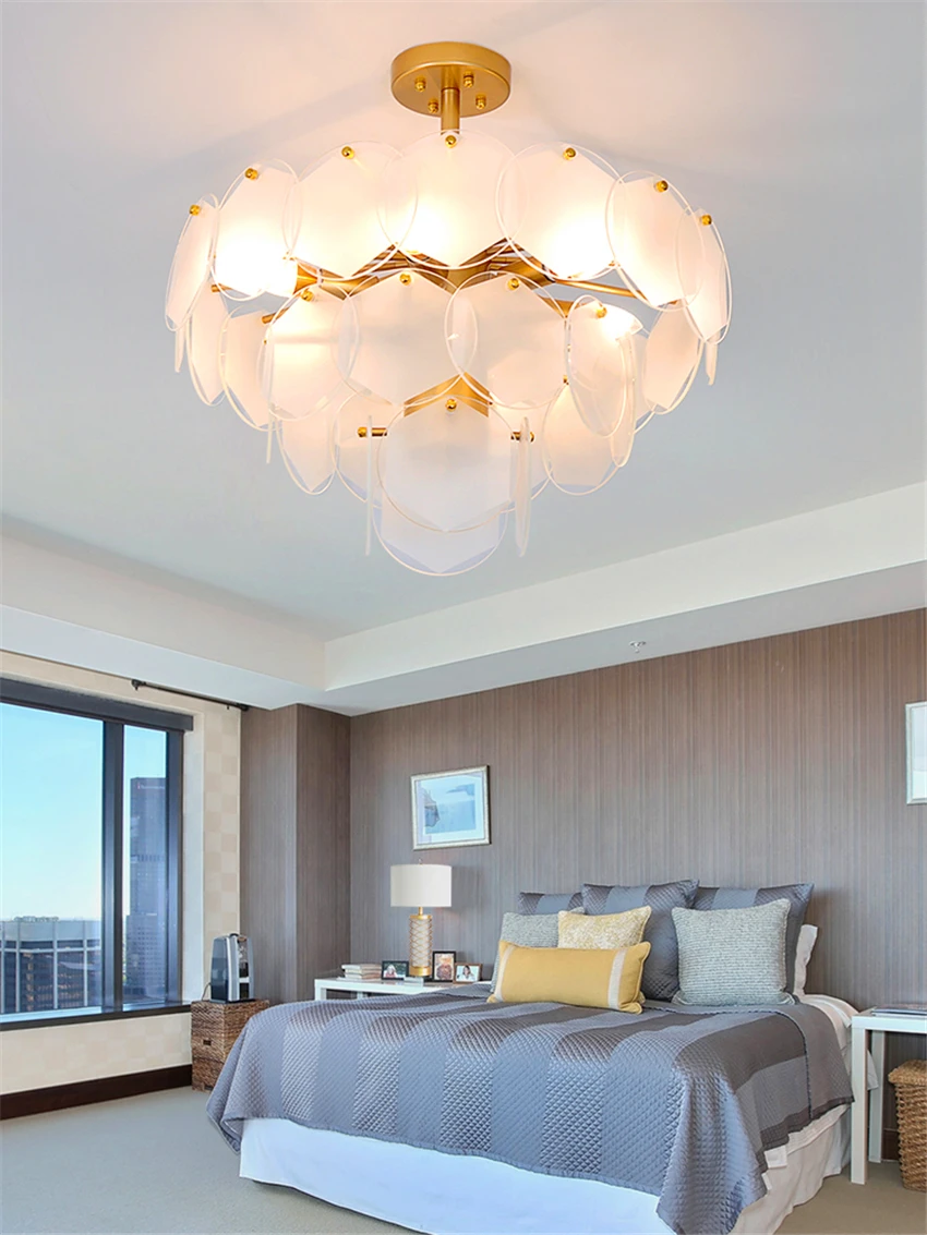 Скандинавский Лофт Роскошная гостиная деко стеклянный лист Lustre люстра Led