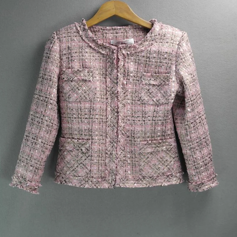 Розовый Бронзовый Золотой твидовый пиджак + шорты/юбка костюм весна/осень/зима