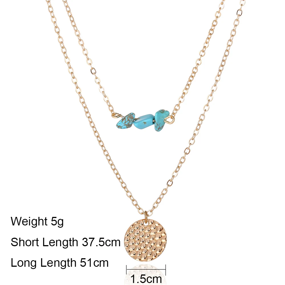 YAOLOGE Hot Sale Fashion Metal Double Necklace Simple Round Dangler Clavicle Chain Statement Jewelry Women Accessories | Украшения и