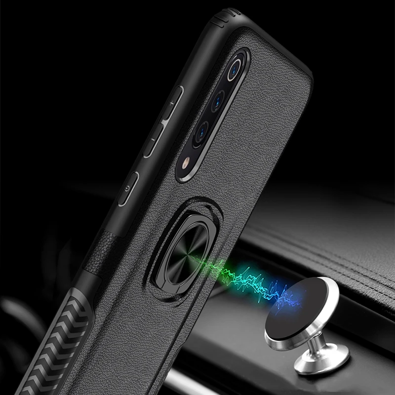 Чехол для Xiaomi Mi 9 lite металлическое кольцо силиконовая автомобильная подставка