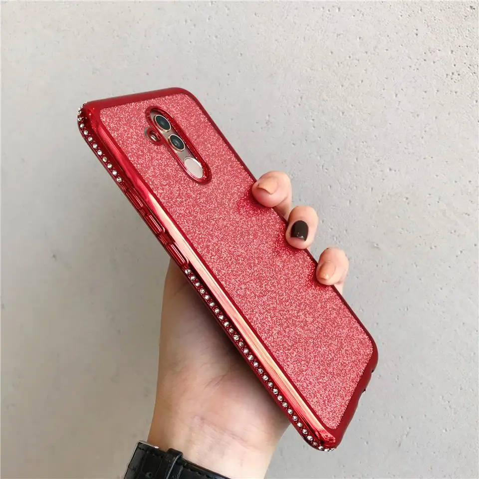 Алмазный ТПУ блестки чехол для Huawei Mate 20 10 Lite P20 P30 Pro Nova 3 бампер блестящий iPhone 6 6S 7 8