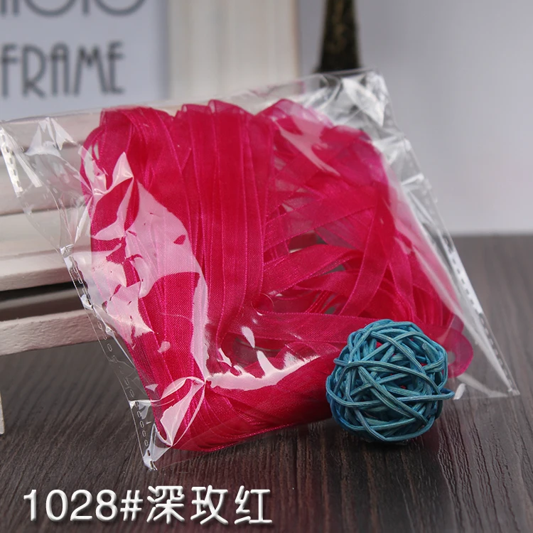 Dark Rose 1/4 ''(6 мм) лента из органзы декоративная подарочная Свадебная Упаковка рождественские ленты белого, розового, красного, черного цвета(10 м/лот - Цвет: Dark Rose