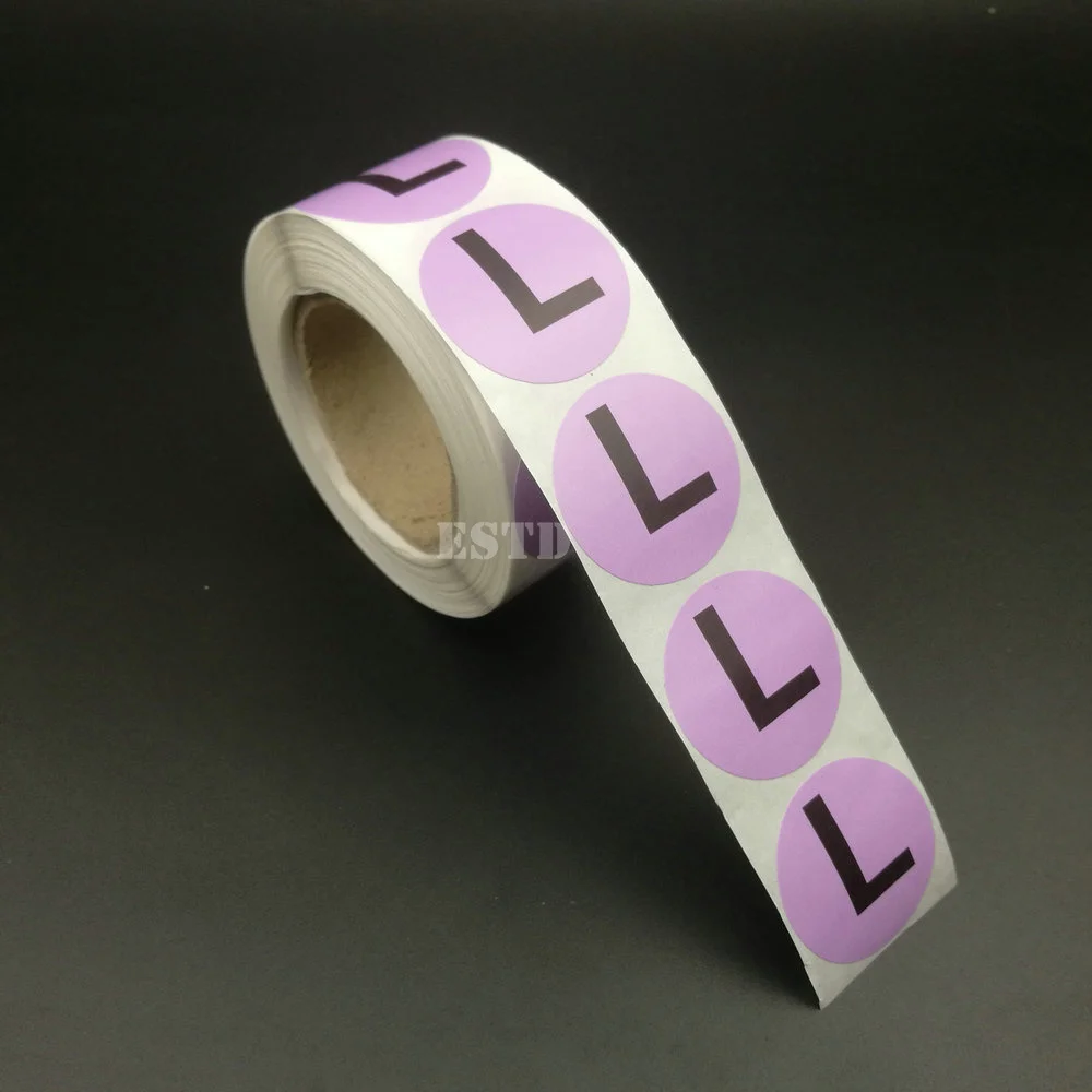500pcs Apparel Clothing Size Stickers L Purple Color Coded Adhesive Labels | Дом и сад