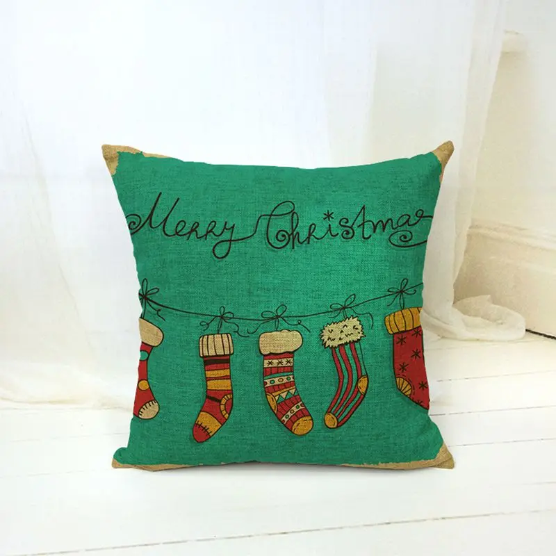 18 ''квадратная печатная льняная наволочка Рождественская мультяшная