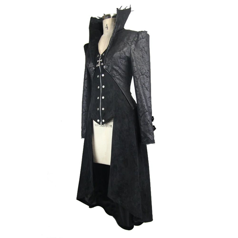 Панк Женская зимняя длинная куртка плащ Готический сексуальный длинный рукав