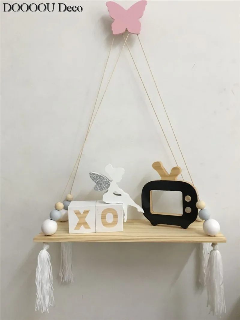 white gray wood INS Kids Baby в скандинавском стиле деревянная полка для хранения Trigon декоративная для детской комнаты - Цвет: white gray wood