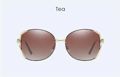 Tea Женские Металлические поляризованные солнцезащитные очки, антибликовые поляризованные солнцезащитные очки для вождения - Цвет линз: Tea