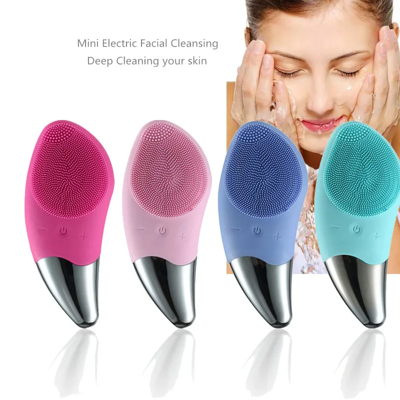 2019 Мини электрическая щетка для очищения лица Силиконовый звуковой Вибрационный