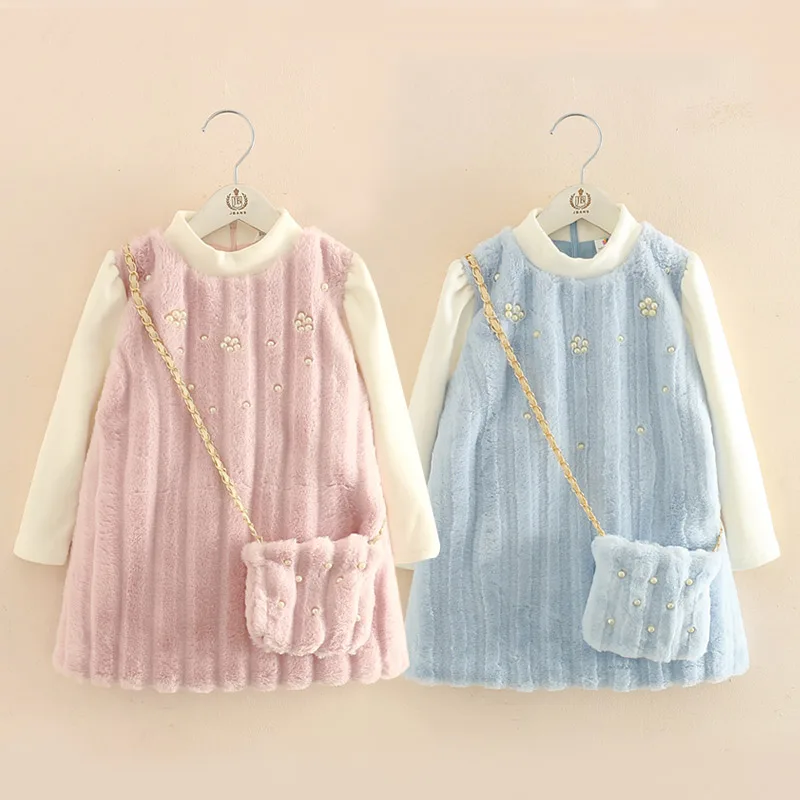 2018 осенне-зимнее утепленное платье для маленьких девочек детское бархатное