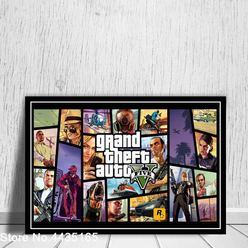 Grand Theft Auto V плакат видео игры GTA 5 сексуальные плакаты пляж и принты Холст Живопись стены Искусство украшение комнаты домашний декор - Цвет: Лиловый
