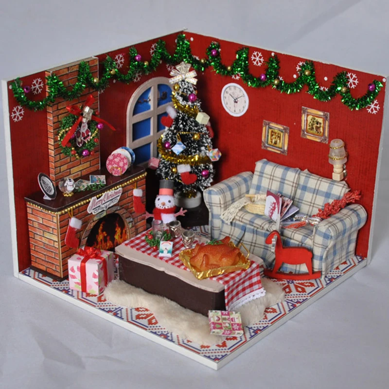 Мини-часы DIY Mujer с muebles de Casa de madera de la Navidad juguetes para nivienos Regalo TW8