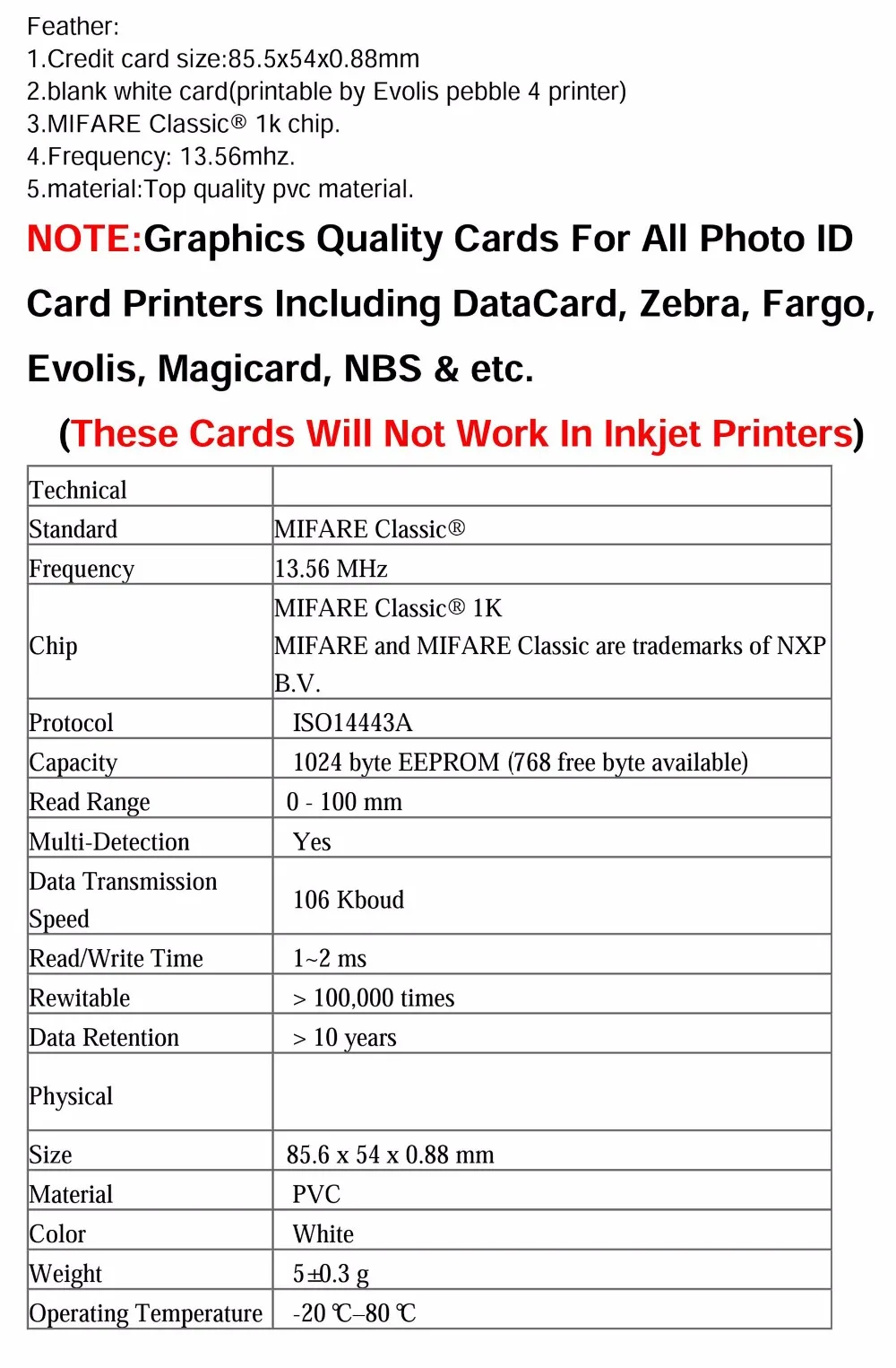 RFID карты 13.56Mhz ISO14443A 1k S50 совместимы с NFC телефона и бесплатной доставкой 10шт / много