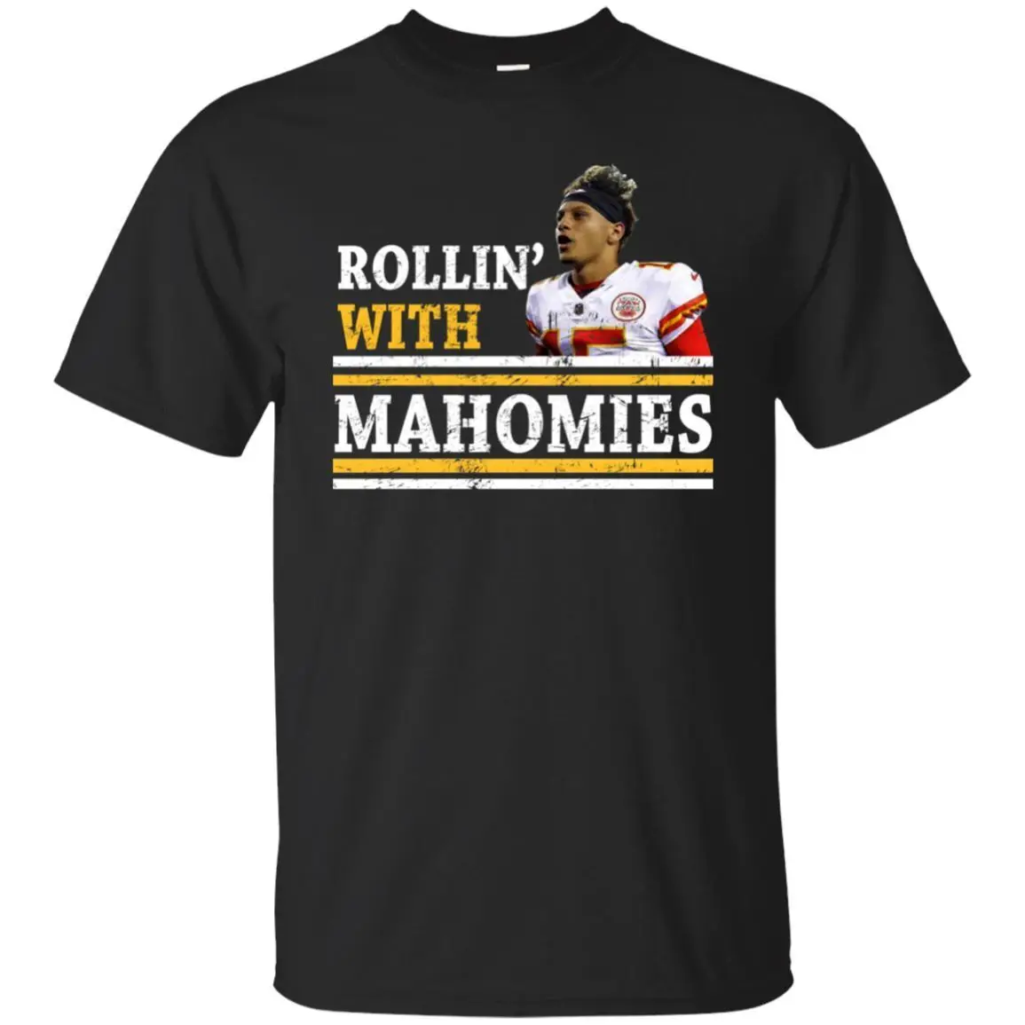Мужская забавная футболка Chiefs Kingdom Cave Rollin черная и темно синяя с надписью Mahomies