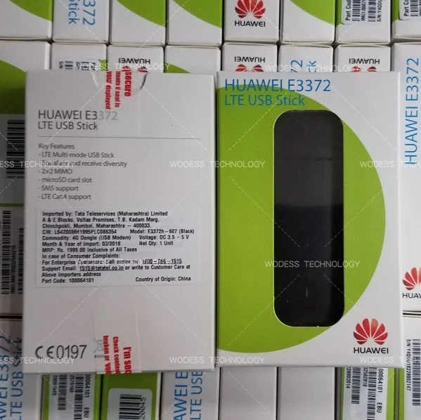 Черный Разблокированный 150 Мбит/с LTE USB ключ Huawei E3372 LTE 4G USB модем с внешней антенной порт E3372h-607 - Цвет: Черный