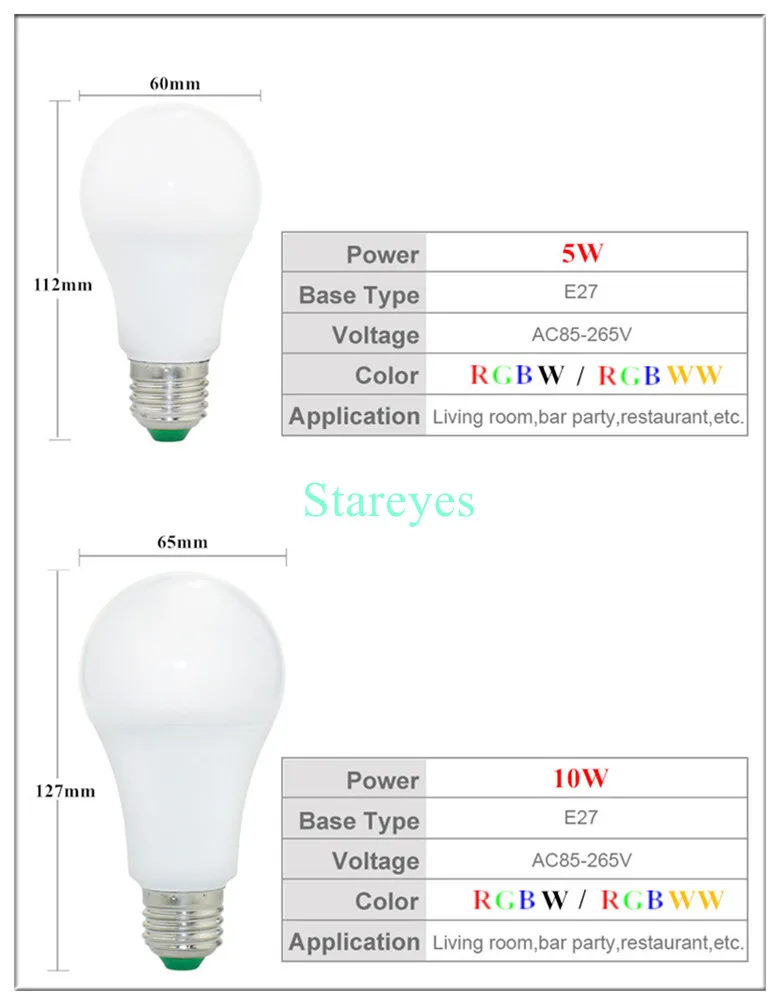 1 шт. E27 светодиодный 16 цветов RGBW меняющийся RGB+ Белый Волшебный светильник с регулируемой яркостью AC85-265V светодиодный шариковый светильник 3 Вт 5 Вт 10 Вт+ пульт дистанционного управления