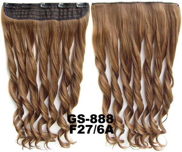GS888 Color F27-6A Girlshow, 5 клипов, синтетические волосы для наращивания, волнистые, женский парик, волосы шиньон-хвост, 87 цветов, 130 г, 60 см, 1 шт - Цвет: GS888 Color F27-6A