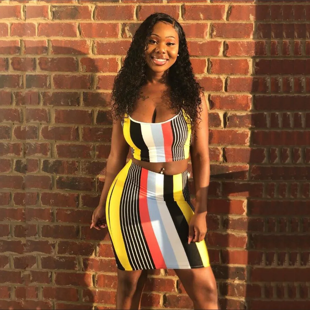 Классический женский комплект в полоску сексуальный укороченный топ без рукавов