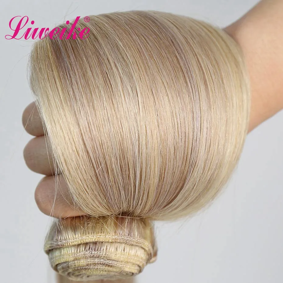 Прямые волосы Liweike P18/613 1 комплект 100% человеческие 18 20 22 дюйма пряди густые