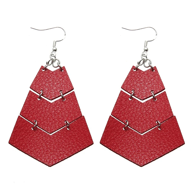 Арт деко 3 слоя стрелка с наборный градиентные Кожаный Серьги тройной наконечник