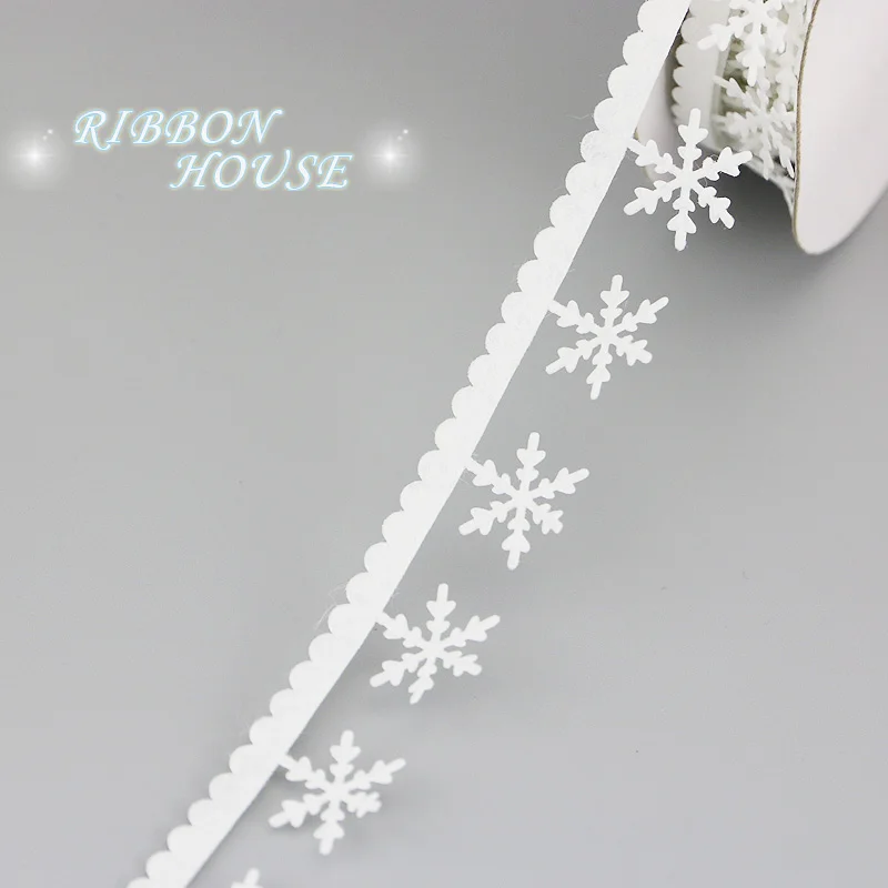 (5 м/лот) 25 мм Нетканая тканевая лента из снежинок ультразвуковая рельефная