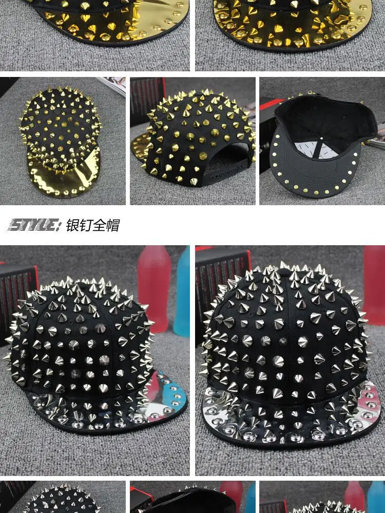 Шипами заклепки ногтей ручной работы змеиной кожи роскошные брендовые Snapback для женщин мужчин белый черный новинка бейсболка Шляпы