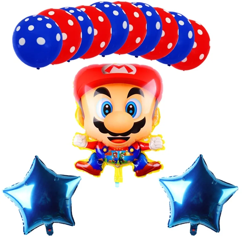 13 шт. Супер Марио воздушный шар 18 дюймов синий красный Звезда латексный на день